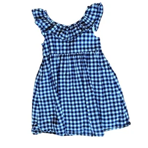 Janie and Jack Navy Gingham Ruffled Cotton Dress Size 7 - Picture 1 of 4