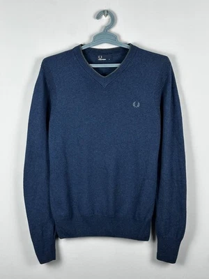 Fred Perry Blue Wool V Neck Sweater Size S - Image 1 of 4
