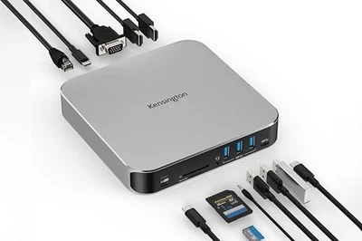 KENSINGTON AD220S3 BASE DE DOBLE PANTALLA PARA CUALQUIER MACBOOK M1/M2/M3/M4 - PLATEADO Foto 1 de 4