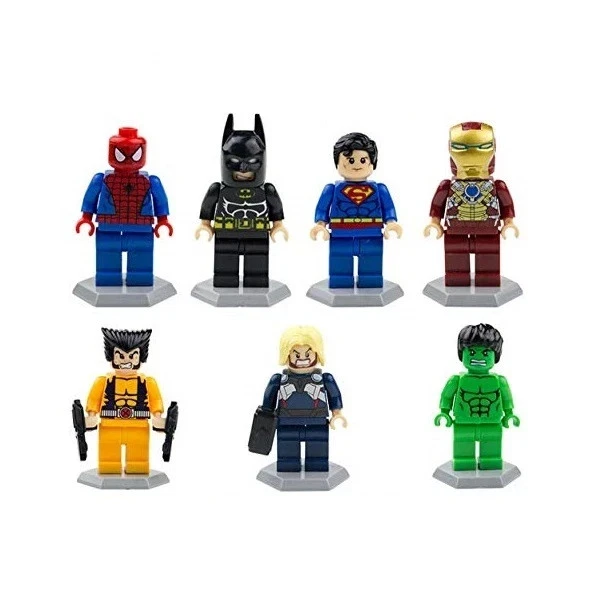 Lego 7 pc Marvel DC Spiderman Batman Superman Iron Man Hulk Wolverine Thor - Image 1 of 1