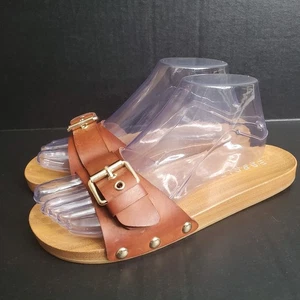ESPRIT Brown Winny Wooden Clog Slides Women's Size 8 M Boho Summer Sandal - Picture 1 of 7