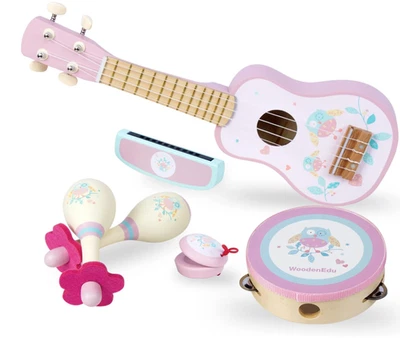 Children's guitar for girls, wooden musical instrument toy - Image 1 of 4