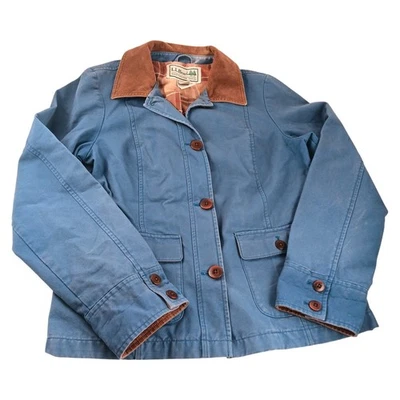 VINTAGE LL Bean Jacket Blue Flannel Lined Barn Chore Field Work - Size Small Reg - Image 1 of 4
