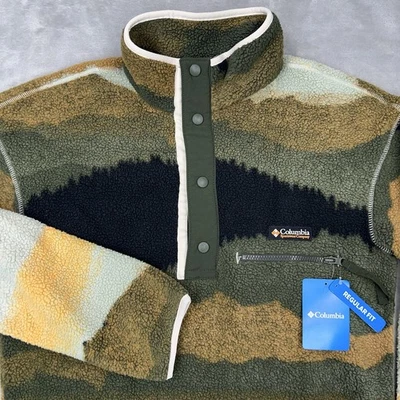 COLUMBIA Helvetia II Printed Half Snap Fleece Pullover Men's Small Mountain NWT - Image 1 of 4