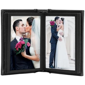 Neil Enterprises Inc. 2.5" x 3.5" Black Leather Self-Stick Photo Album - Hold... - Picture 1 of 8