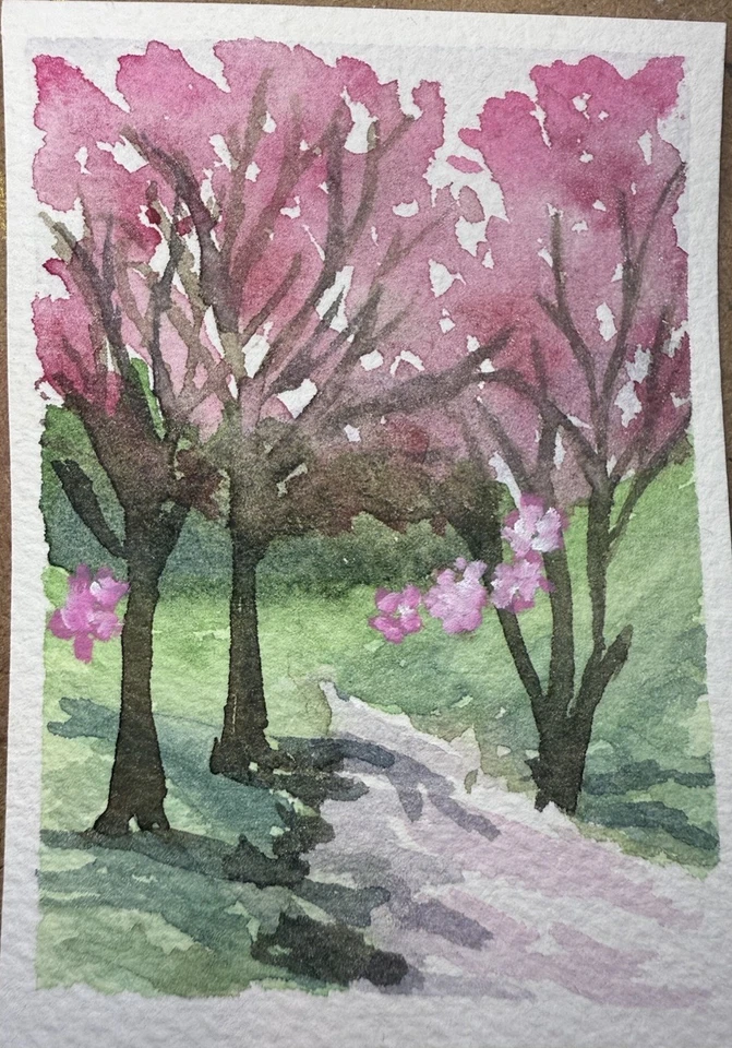 ACEO 原创水彩风景艺术绘画 2.5 英寸 x 3.5 英寸 Beth Szymanski 著 — 第 1/1 张图片