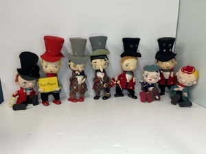 Muñecas de Navidad NOEL Japón - SET 8 - Tela y madera de mediados de siglo - Imagen 1 de 24