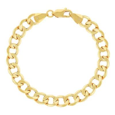 Pulseira de corrente de elos cubanos de ouro amarelo 10K 2,5 mm a 7,5 mm masculina feminina 7" 8" 9" - Imagem 1 de 4
