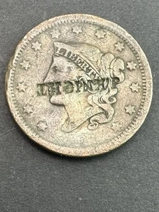 1827 Large Cent Counter Stamp J. Knight Obverse Coronet Head - Picture 1 of 4