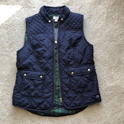 Chaleco acolchado Crown and Ivy azul y verde bolsillos a cuadros cierre de cremallera talla PS NUEVO CON ETIQUETAS Foto 1 de 4