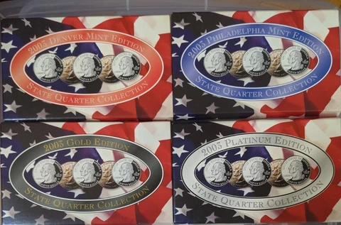 2003 State Quarters Philadelphia, Denver, Gold-clad & Platinum-clad 4 Sets w/COA Cover