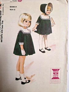 Dress Bonnet Hat Lace Girls 2 2T McCalls 7993 Sewing Pattern Cut VTG Helen Lee - Picture 1 of 6
