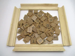 1989 Milton Bradley Scrabble Replacement Set 100 Tiles and 4 Wood Tile Holders - Picture 1 of 10