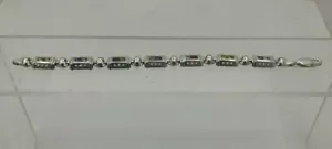 Sterling Silver Multi-gemstone Link Bracelet 7" Multi-color - Picture 1 of 4