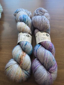 Set Of 2: Juniper & Salty Hedgehog Silk Merino Lace 700m Each 50/50 Silk/Merino - Picture 1 of 2