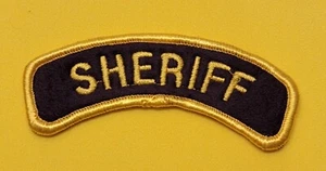 VINTAGE SHERIFF ROCKER PATCH FELT BROWN & GOLD - Picture 1 of 2
