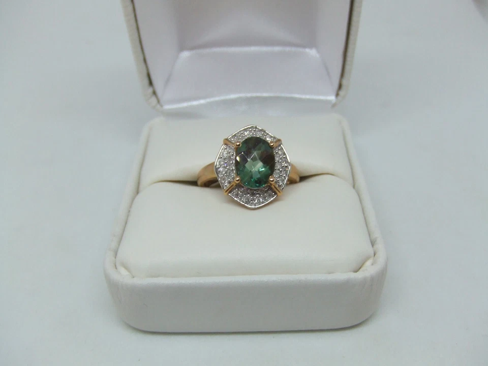 Labradorita oro amarillo 14k/diá. anillo talla 7 Foto 1 de 1