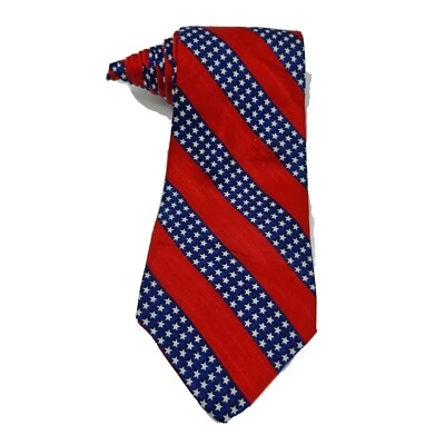 American Traditions Tie Stars and Stripes 100% Silk Made in USA Vtg 3 3/4 X 61 - Image 1 of 4