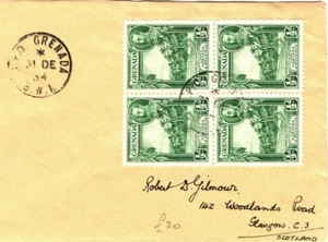 GRENADA KGV Cover ½d Block{4} GB Glasgow 1934 {samwells-covers}PB131 - Picture 1 of 6