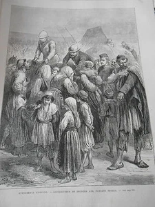 Gravure 1876 - Distribution de secours Paysans Serbes - Picture 1 of 1