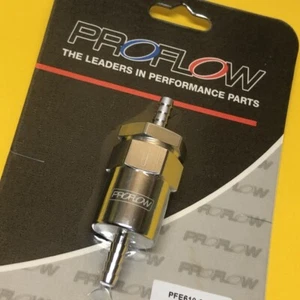 Proflow PFE610-06P 3/8" 10mm barb Inline fuel filter 30 micron 30 x 50 Polished - Bild 1 von 2