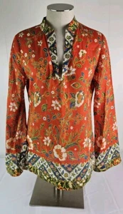 Tory Burch Stephanie Tunic Samba Batik 2 Boho Chic Top Size 4 Style#37509 - Picture 1 of 8
