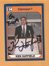 Ken Hatfield Clemson Tigers AUTO Signed 1990 Card Arkansas Razorbacks 9U