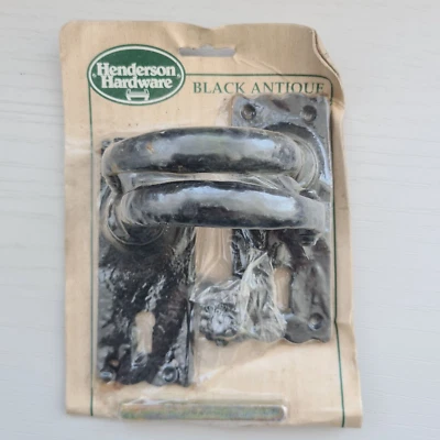 Black Antique Malleable Iron Handle/Level Lock Set - Complete with Fixings - Image 1 of 4