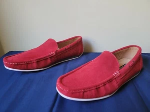 New/Defects Masimo New York Austin Red Suede Loafers Slip On Driving Shoes - Picture 1 of 5