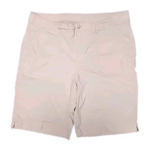 Chico’s Shorts Beige Stretch Waistband High Rise 9.5" Inseam Pockets Womens's 16 - Picture 1 of 7