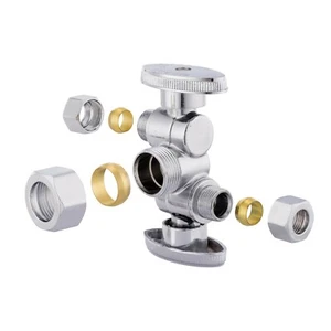 EFIELD 10PCS 1/4 Turn Dual Shut Off Compression Valve, 1/2"NOM(5/8"x3/8"x3/8") - Picture 1 of 3