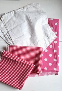Quilt Fabric Lot Pink, Red, White Dots & Gingham Large Remnants & Squares - Picture 1 of 5
