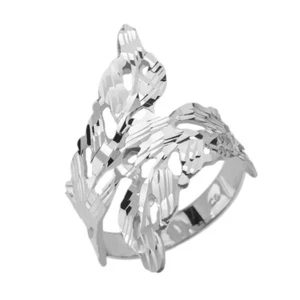 Sterling Silver Diamond Cut Laurel Wreath Wrap Ring - Picture 1 of 1