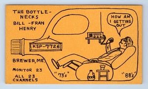 Bottlenecks Brewer Maine ME QSL Ham Radio Card VTG Henry Stuck in Bottle - Picture 1 of 2