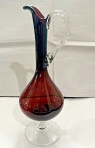 Empoli Amethyst Purple Ewer Decanter Vase Vtg MCM Italy - Picture 1 of 10