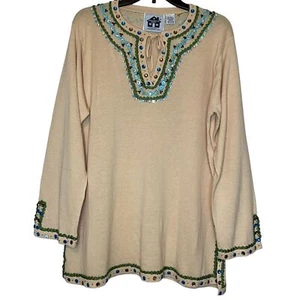NEW Storybook Knits woman's size large L heavily beaded embroidered sweater - Picture 1 of 13