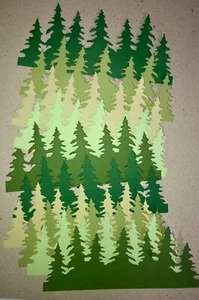 🌲10 TREELINE cardstock paper die cut embellishments ... PINE TREES - Picture 1 of 17