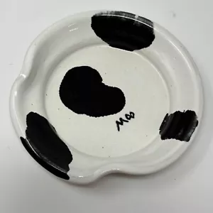 Moderne Keramik Handarbeit in Oregon kleines Schmuck Tablett Schale Kuh Moo weiß - Bild 1 von 5