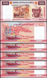 Djibouti 1000 Francs 2005, UNC, 5 Pcs LOT, Consecutive, P-42 - Picture 1 of 5