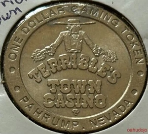 1996 TERRIBLE'S TOWN $1 Gaming Token Slot Obsolete Closed Pahrump Nevada - Picture 1 of 2