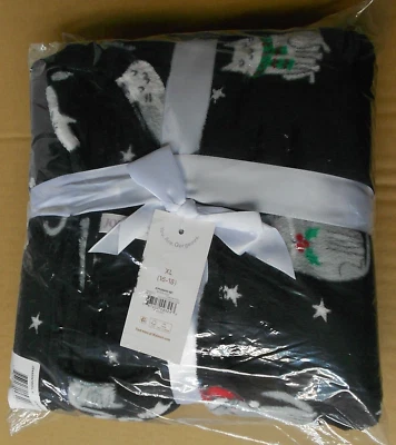 JOYSPUN женщин XL (16-18) плюшевая пижама комплект "черная сажа" Рождественские кошки новый с Ярлыками - Изображение 1 из 4