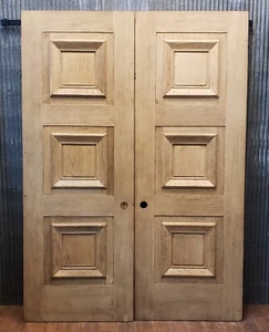 Pair of Newly Stripped Solid Oak 3 Panel Exterior Doors 31 3/4" x 88 3/4" GA9588 - Picture 1 of 9