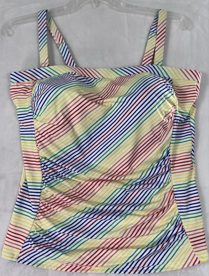 Traje de baño Lands End 16 D cuello cuadrado Tankini Top arco iris rayas natación para mujer 16D Foto 1 de 4