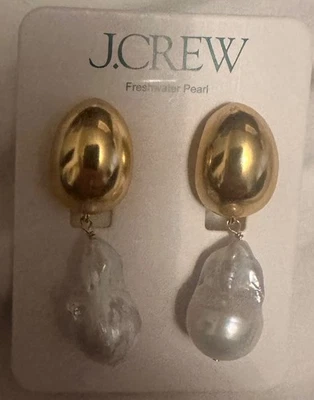 Pendientes perforados de perlas naturales de agua dulce chapados en oro J.Crew NUEVO con etiqueta Foto 1 de 4