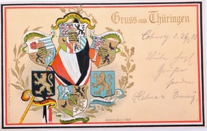 #3 Original AK Prägekarte Stern & Lob Gruß aus Thüringen 26.3.1903 Bahnpost - Bild 1 von 2