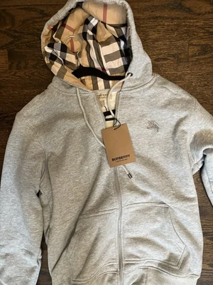 博柏利灰色拉链连帽衫,尺寸 L — 第 1/3 张图片