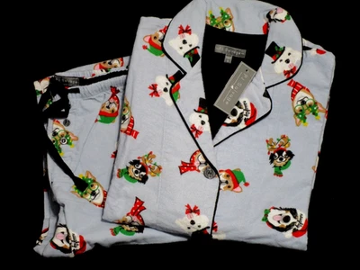 PJ SALVAGE 100% ALGODÓN FRANELA PJ SET AZUL/MULTI FESTIVO PERROS TALLA. S NUEVO CON ETIQUETAS * Foto 1 de 4