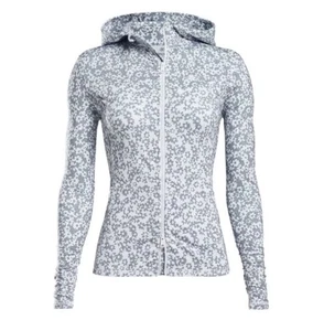 Damen G/Fore Golf weiß grau Blumen Reißverschluss Kapuze Sport Jersey Tech Jacke S - Bild 1 von 10