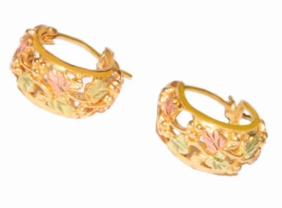 Black Hills Gold 10k Landstrom’s Wide Hoop Earrings - Image 1 of 4