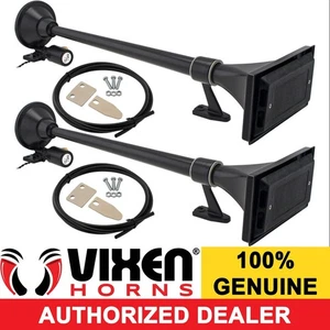 VIXEN HORNS TRAIN AIR HORN 2 TRUMPETS BLACK WATERPROOF FOR BOAT/TRUCK LOUD SOUND - Picture 1 of 9